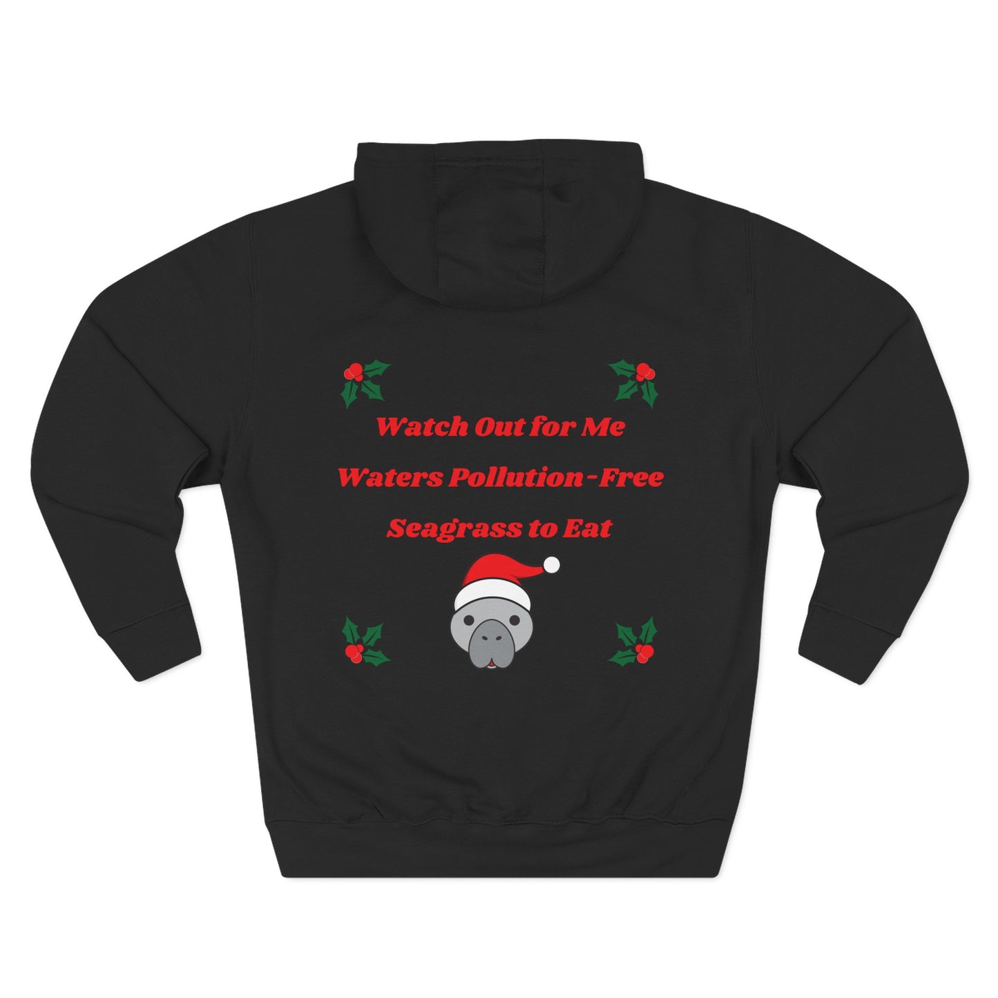 Manatee Holiday Wishes Christmas Adult Unisex Premium Pullover Hoodie