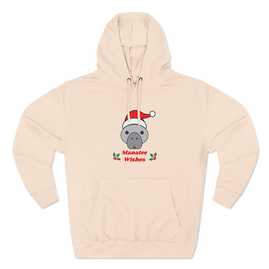 Manatee Holiday Wishes Christmas Adult Unisex Premium Pullover Hoodie