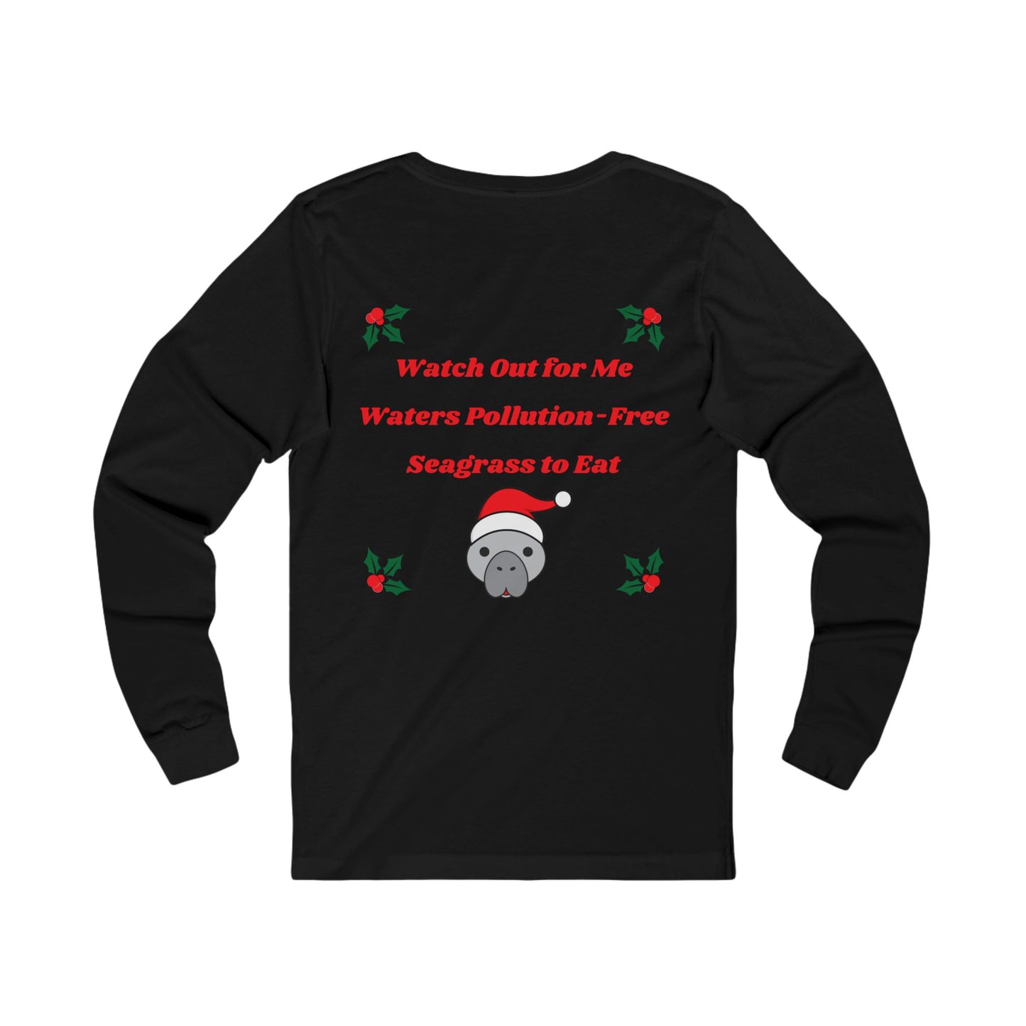 Manatee Holiday Wishes Christmas Unisex Jersey Long Sleeve Shirt