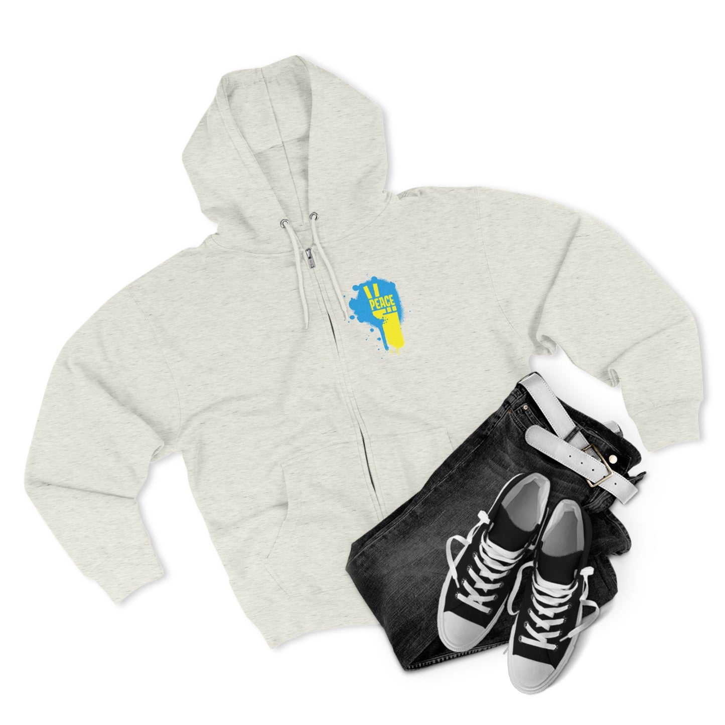 Peace for Ukraine Trendy Streetwear Design Unisex Zip Up Hoodie
