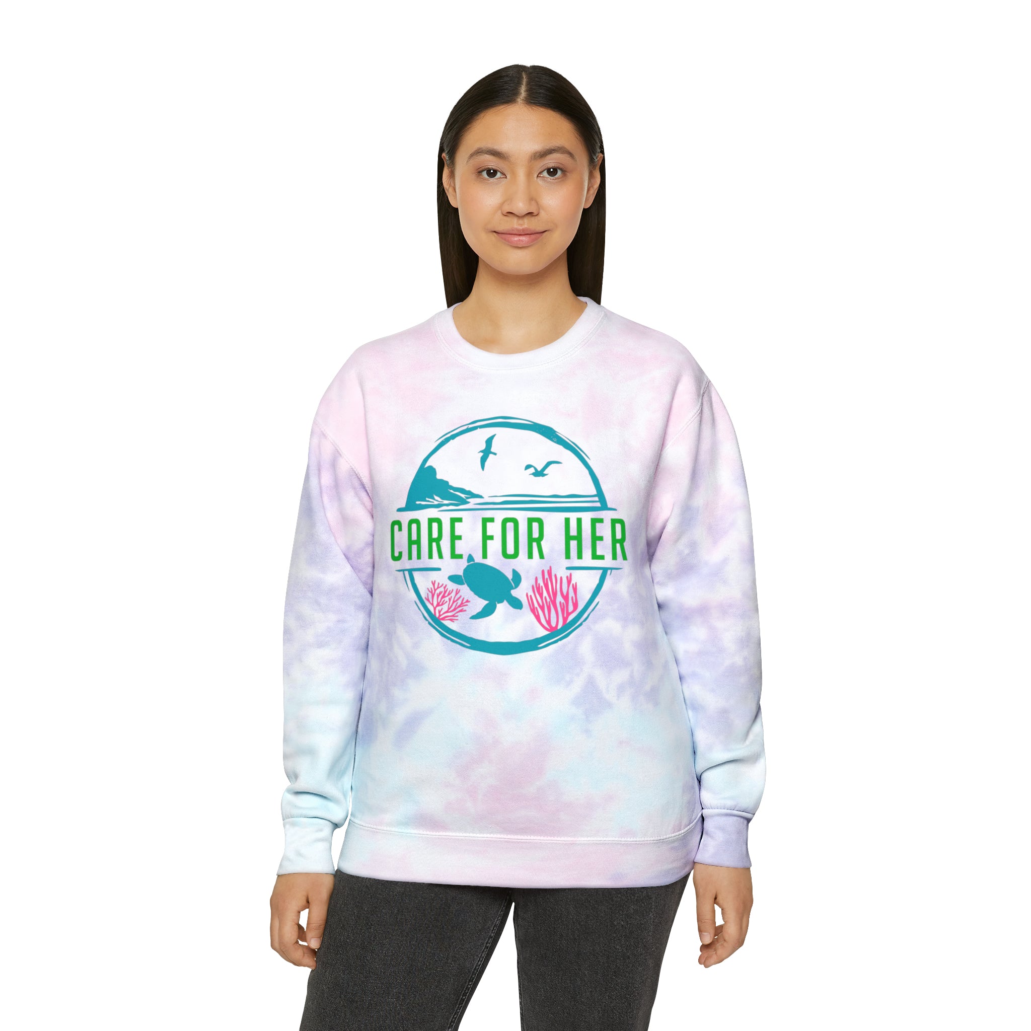 Care for Her Save our Planet Save our Oceans Unisex Tie-Dye Sweatshirt