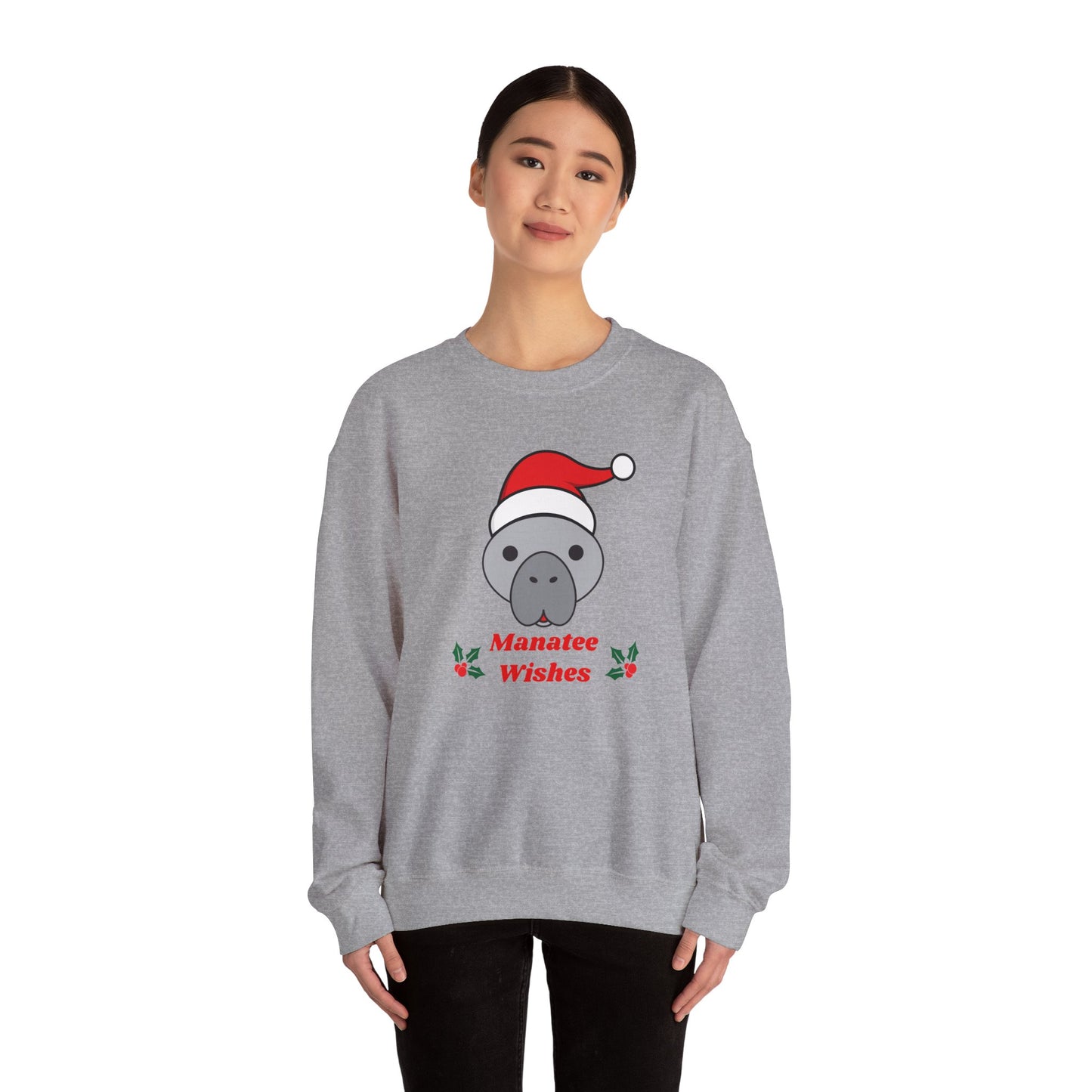 Manatee Holiday Wishes Christmas Unisex Heavy Blend Crewneck Sweatshirt