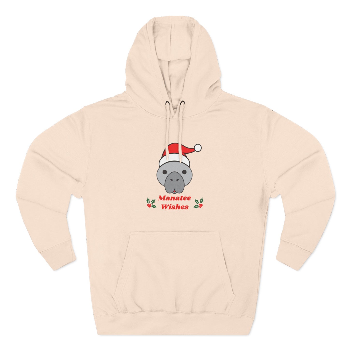 Manatee Holiday Wishes Christmas Adult Unisex Premium Pullover Hoodie