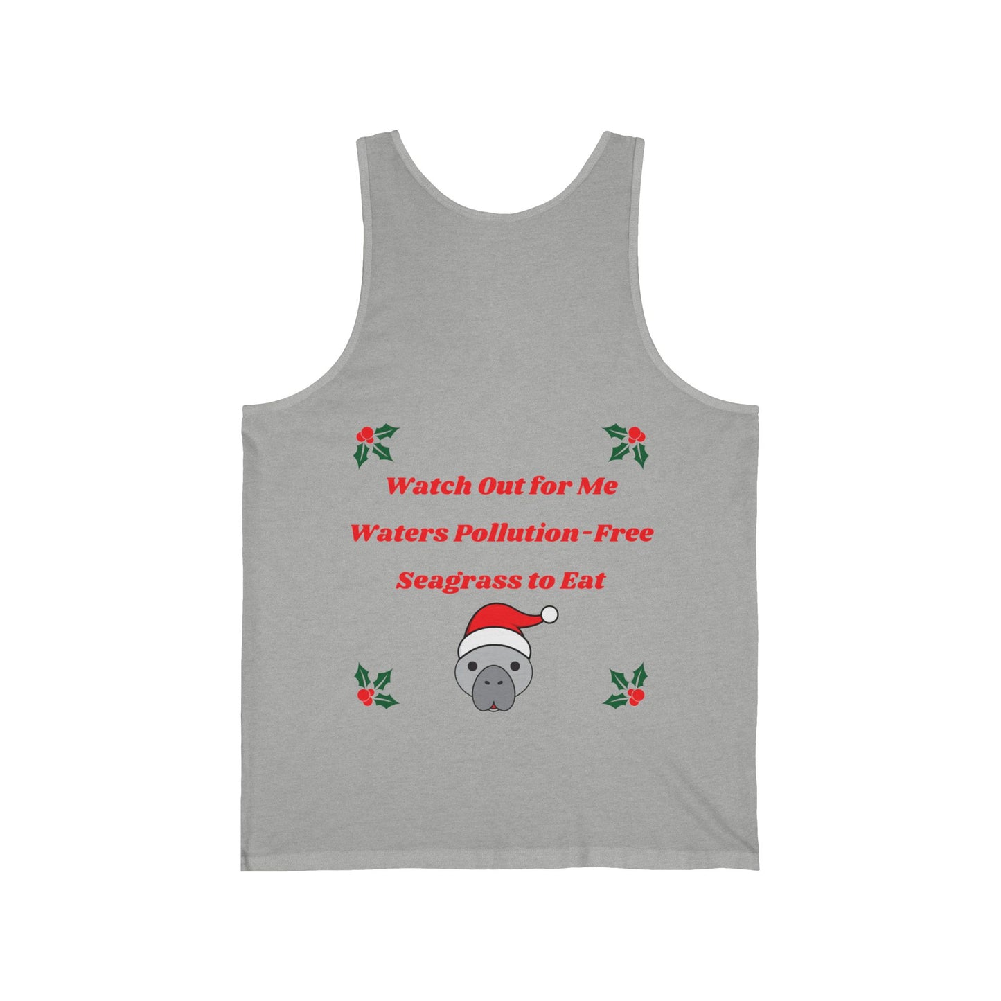 Manatee Holiday Wishes Christmas Unisex Jersey Graphic Tank Top