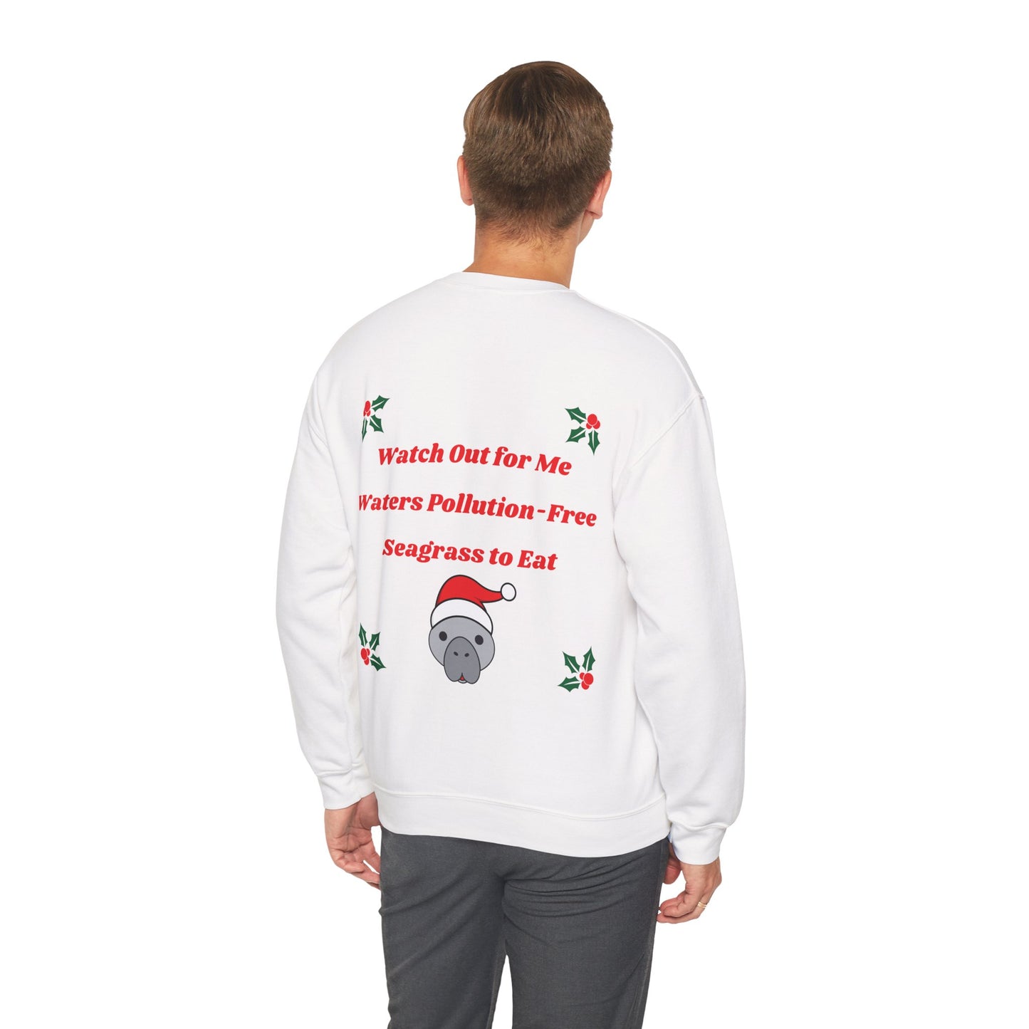 Manatee Holiday Wishes Christmas Unisex Heavy Blend Crewneck Sweatshirt