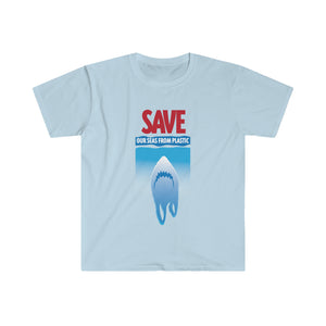 Open image in slideshow, Save Our Seas From Plastic Shark Unisex Graphic Tshirt
