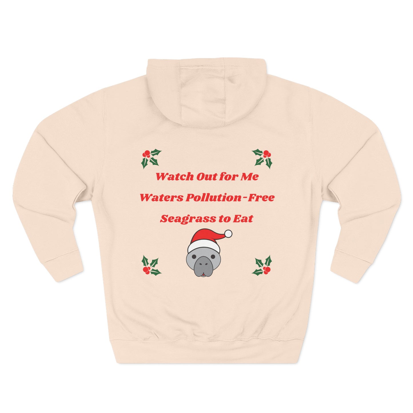 Manatee Holiday Wishes Christmas Adult Unisex Premium Pullover Hoodie