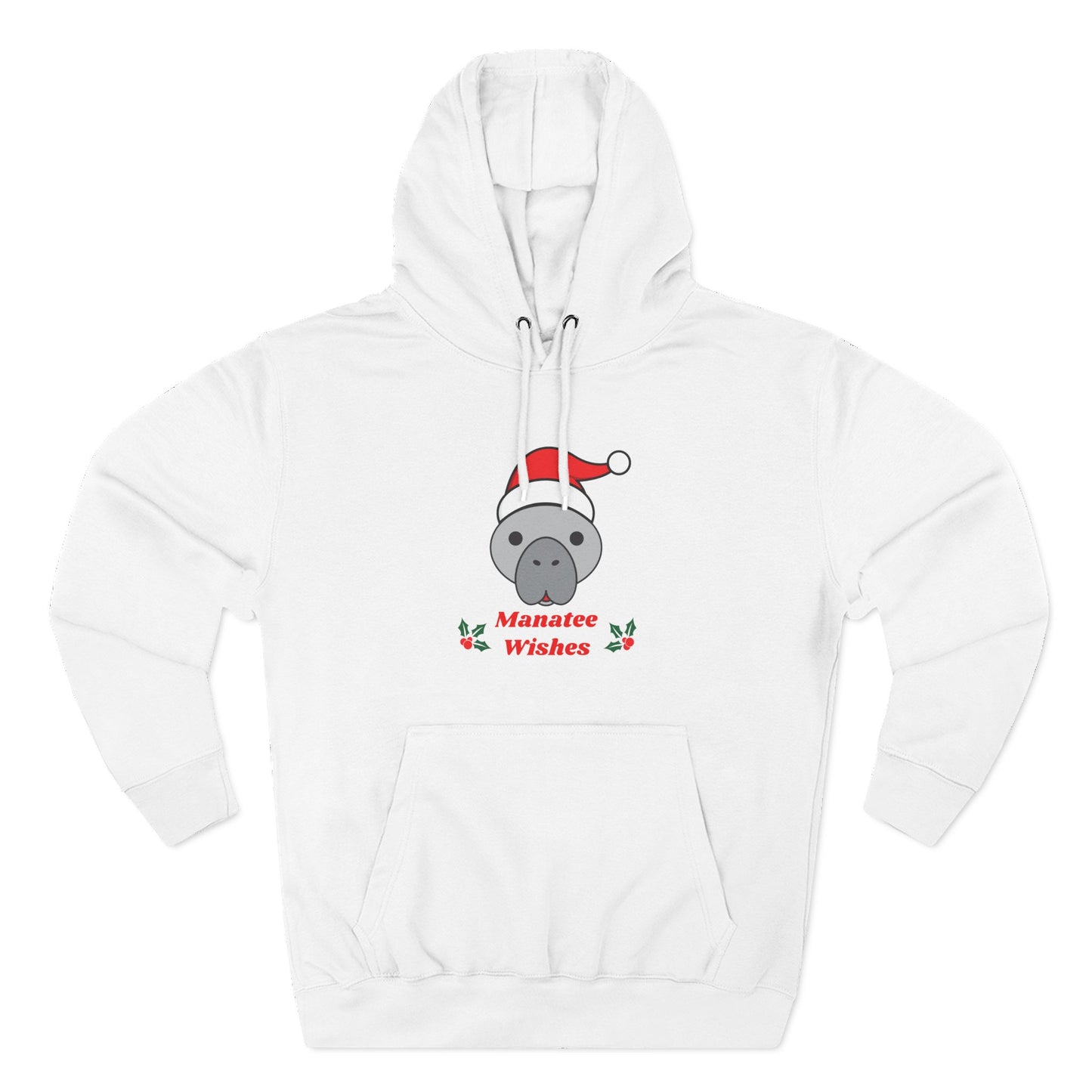 Manatee Holiday Wishes Christmas Adult Unisex Premium Pullover Hoodie