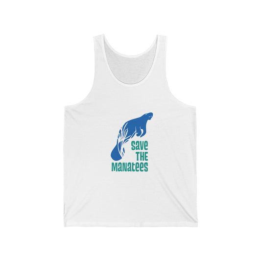 Save the Manatees White Unisex Jersey Tank