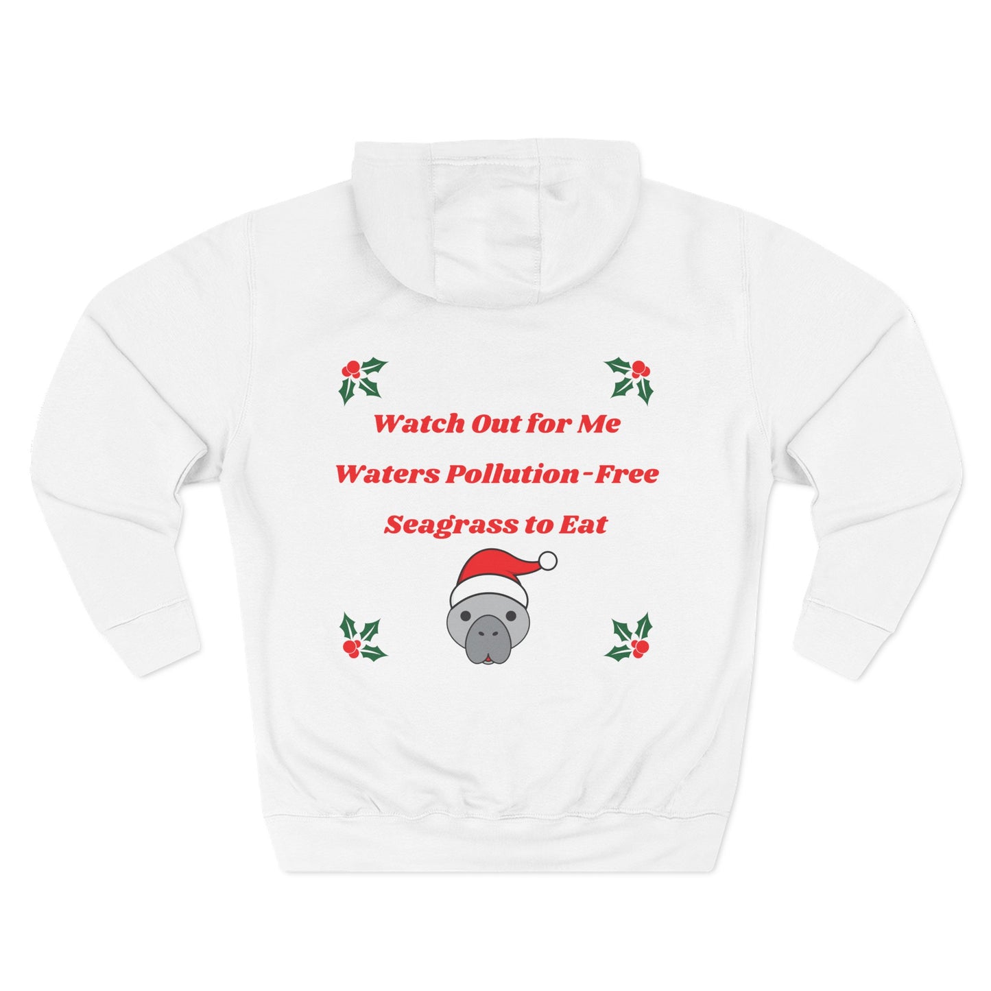 Manatee Holiday Wishes Christmas Adult Unisex Premium Pullover Hoodie