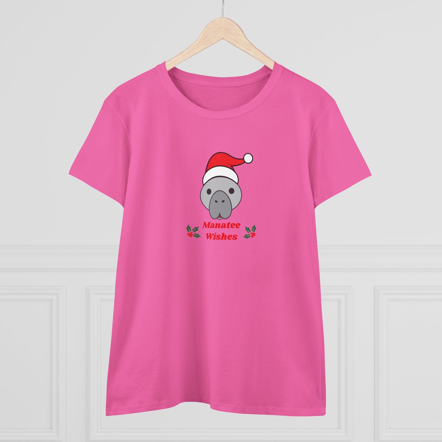 Manatee Holiday Wishes Christmas Adult Women's Cotton T Shirt