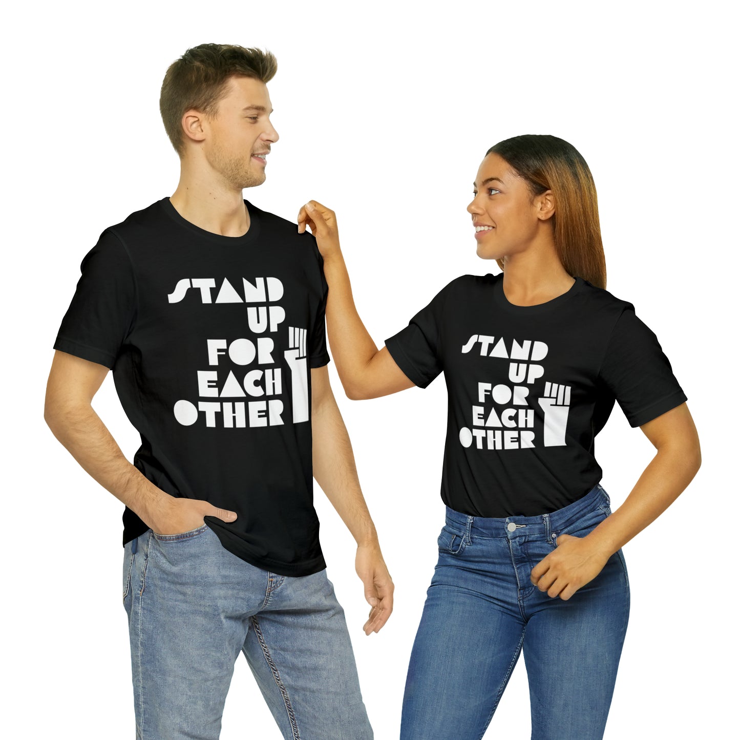 Stand Up For Each Other Social Justice Adult Unisex Activist Graphic Black Tee