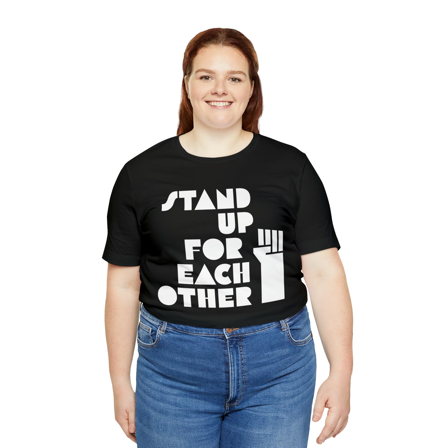 Stand Up For Each Other Social Justice Adult Unisex Activist Graphic Black Tee