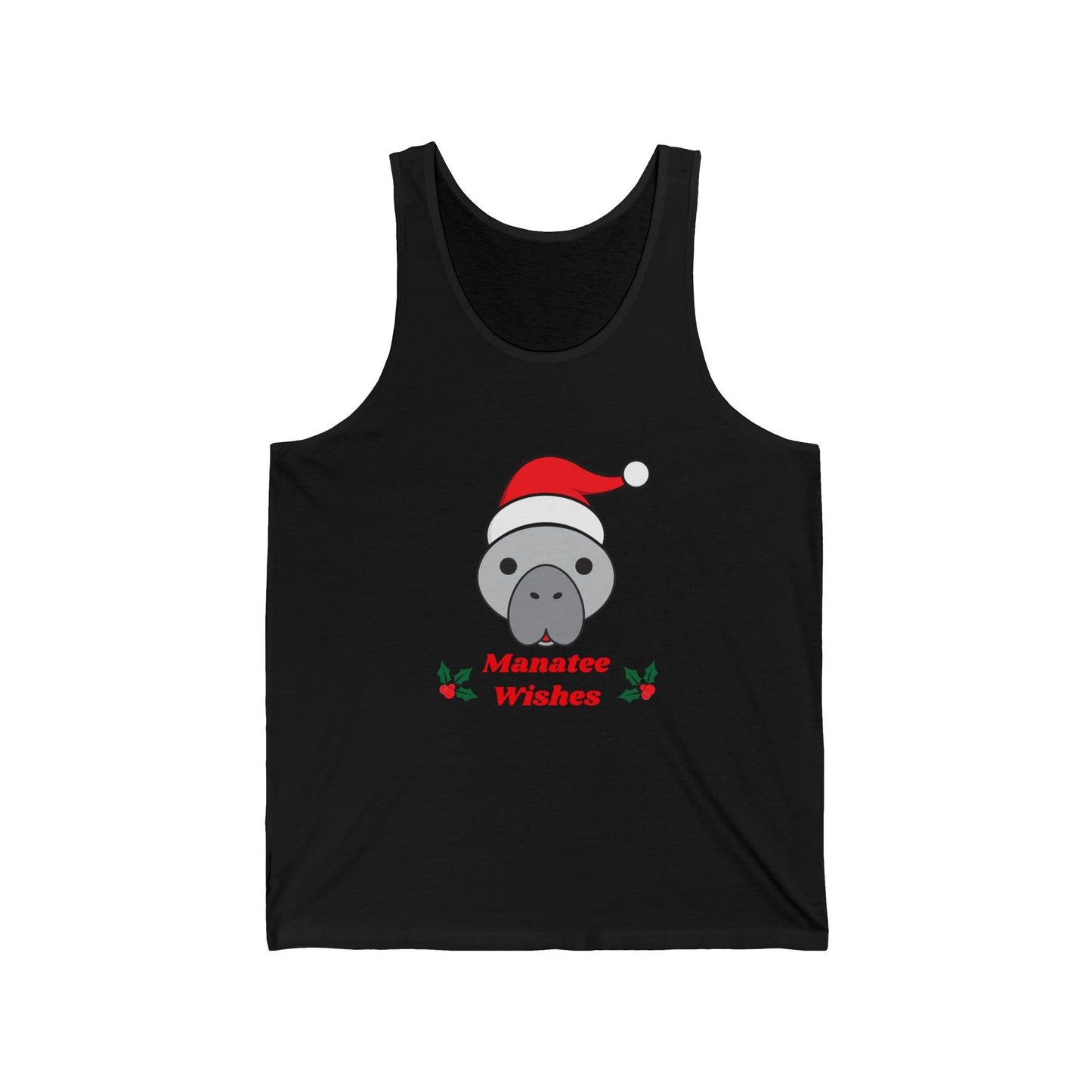 Manatee Holiday Wishes Christmas Unisex Jersey Graphic Tank Top