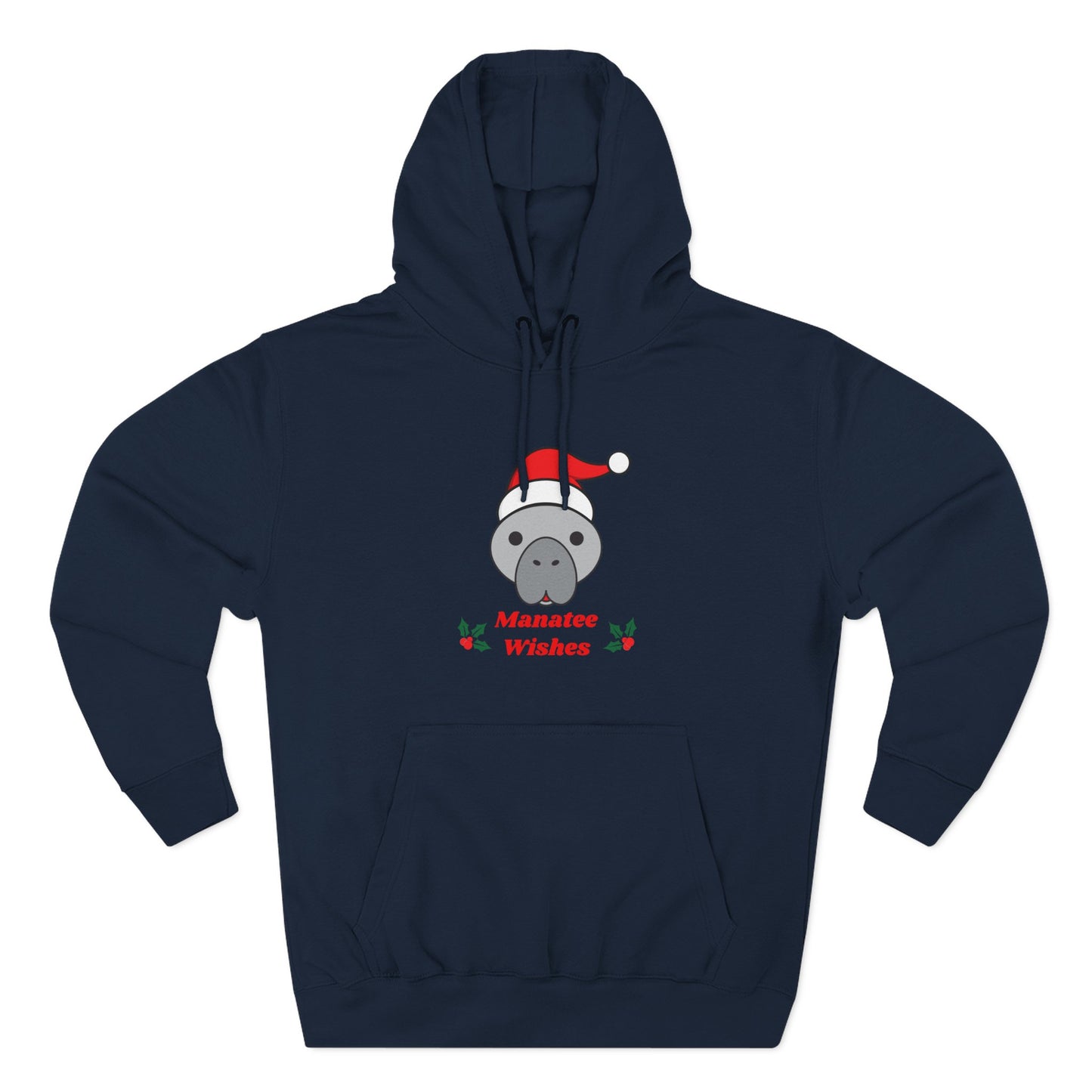 Manatee Holiday Wishes Christmas Adult Unisex Premium Pullover Hoodie