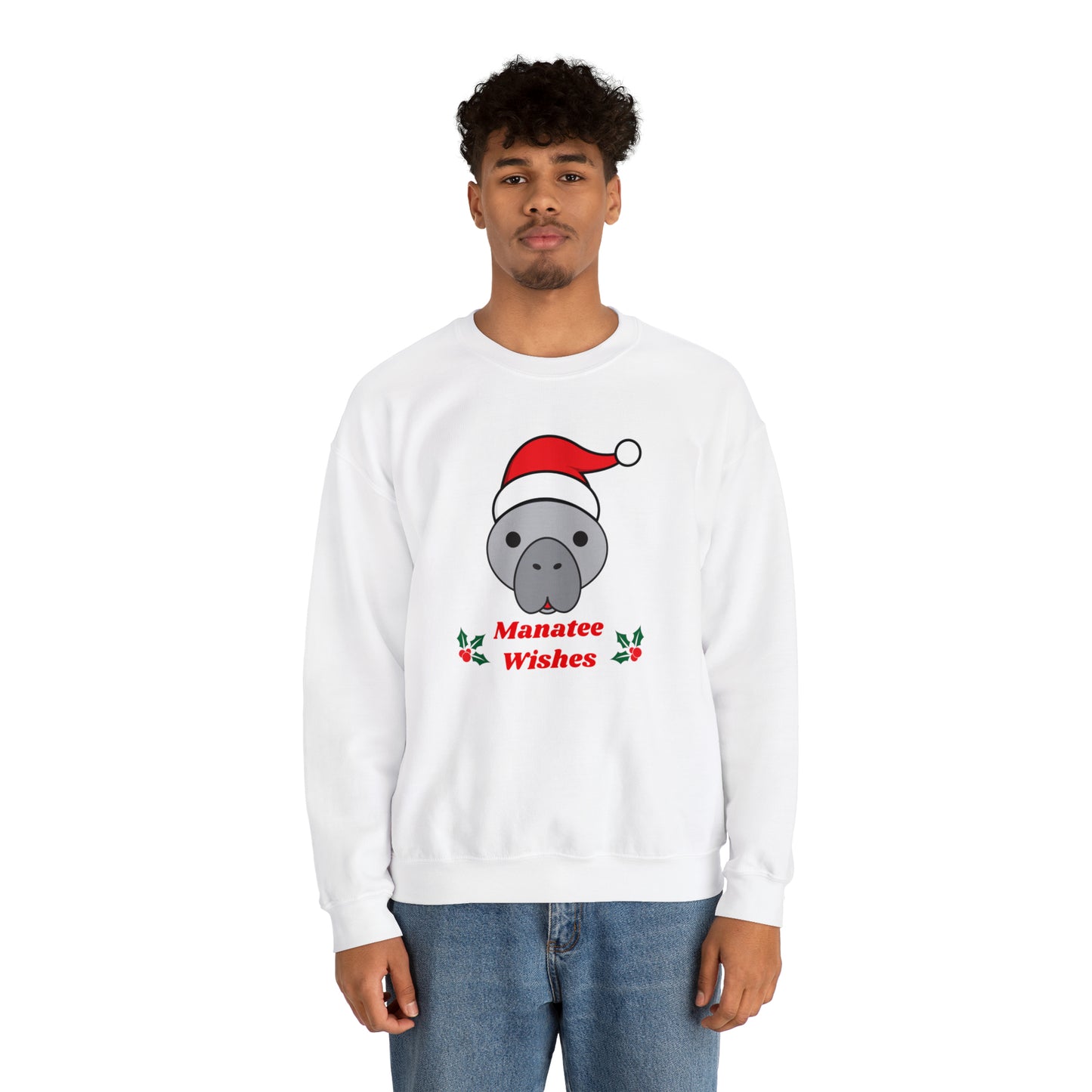 Manatee Holiday Wishes Christmas Unisex Heavy Blend Crewneck Sweatshirt