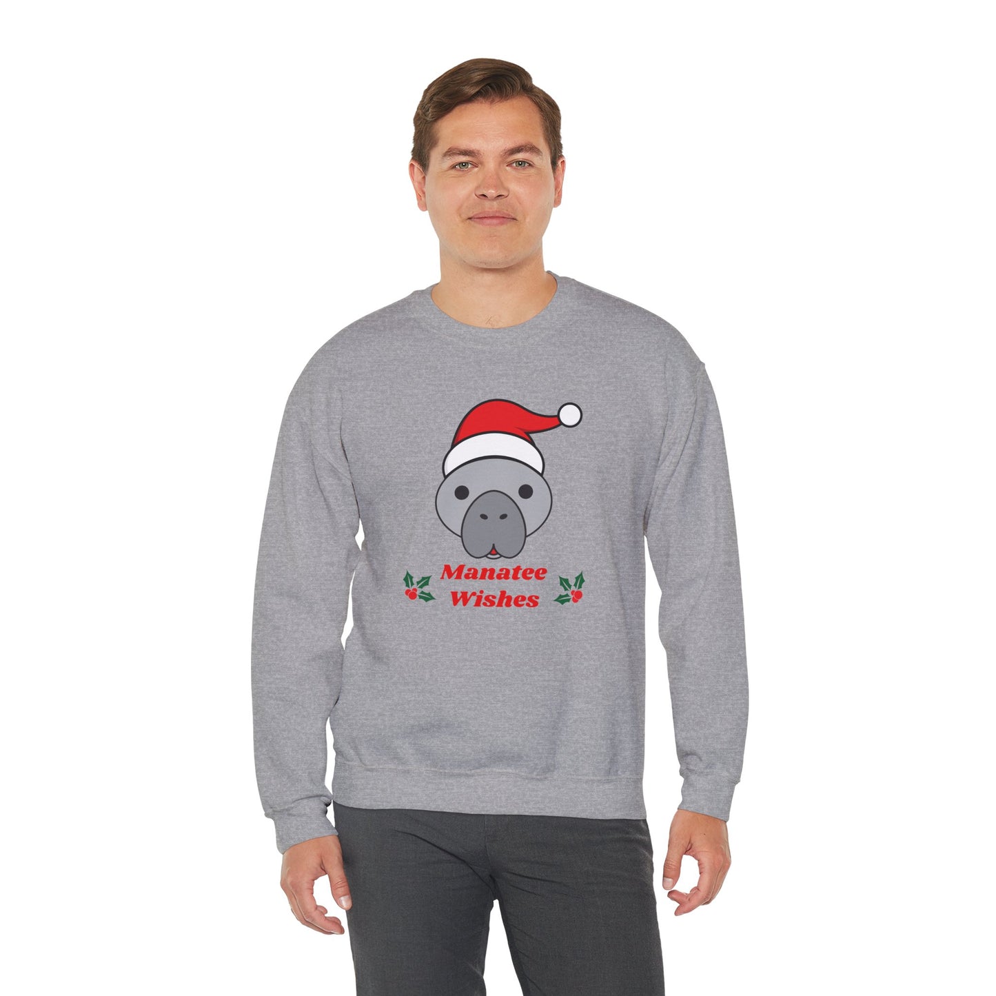 Manatee Holiday Wishes Christmas Unisex Heavy Blend Crewneck Sweatshirt