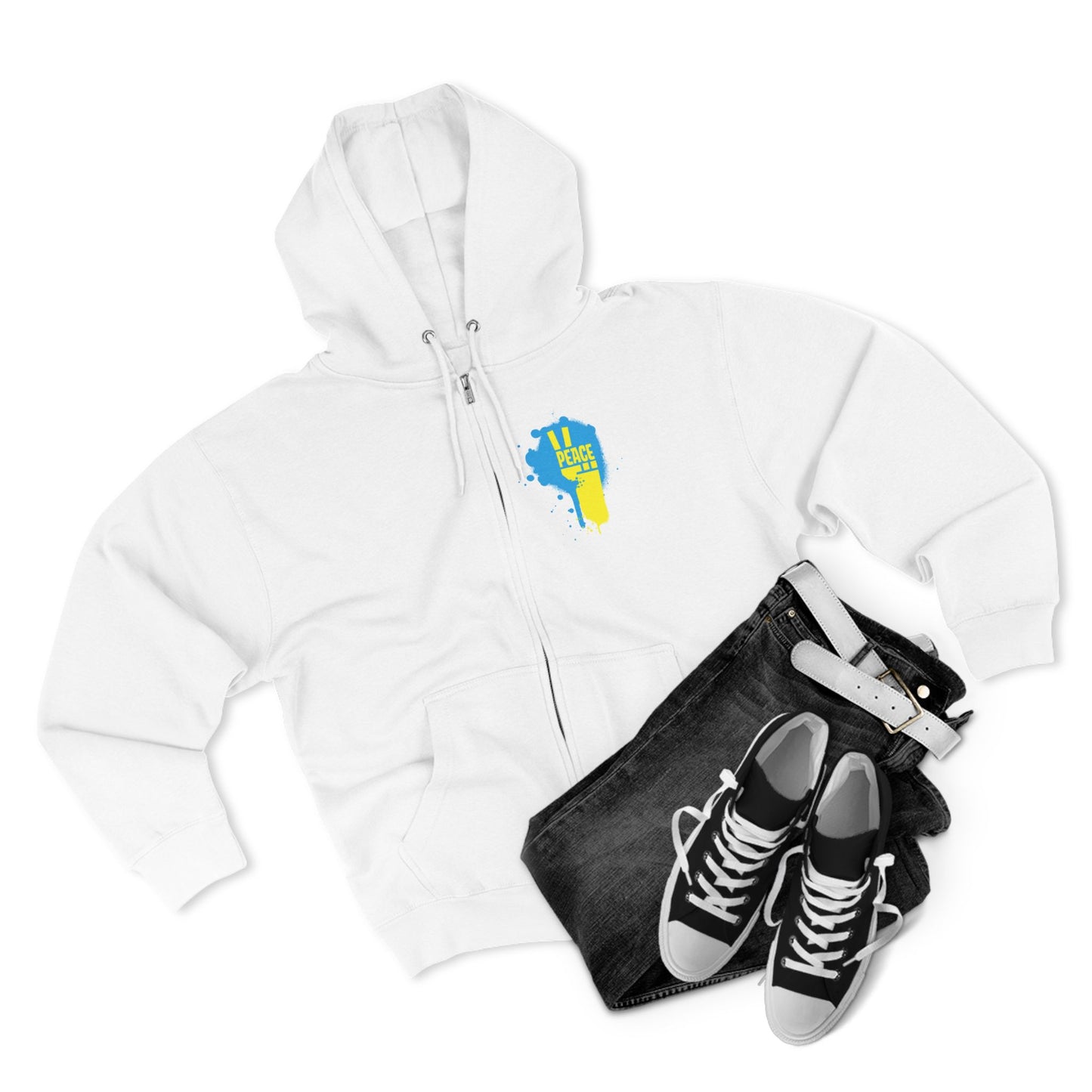 Peace for Ukraine Trendy Streetwear Design Unisex Zip Up Hoodie