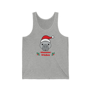 Open image in slideshow, Manatee Holiday Wishes Christmas Unisex Jersey Graphic Tank Top
