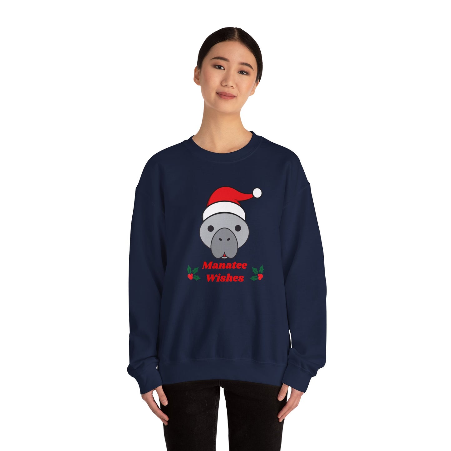 Manatee Holiday Wishes Christmas Unisex Heavy Blend Crewneck Sweatshirt