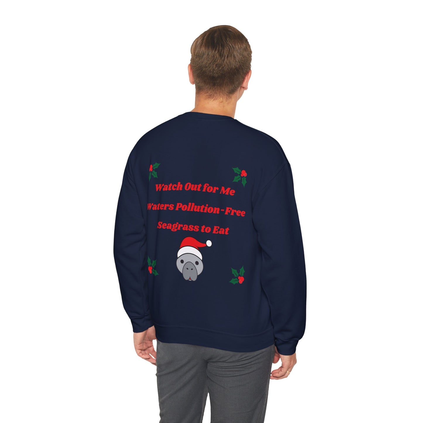 Manatee Holiday Wishes Christmas Unisex Heavy Blend Crewneck Sweatshirt