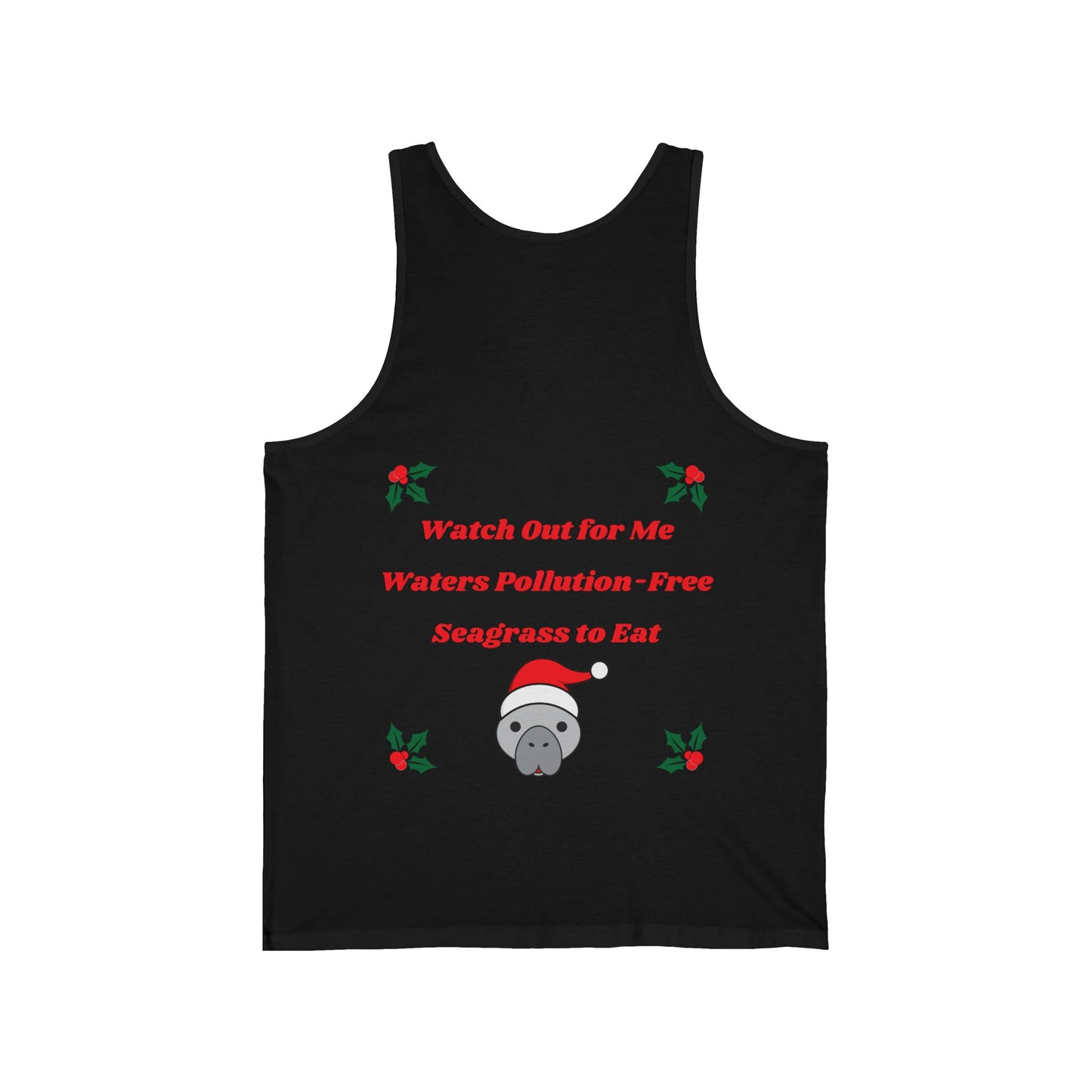 Manatee Holiday Wishes Christmas Unisex Jersey Graphic Tank Top