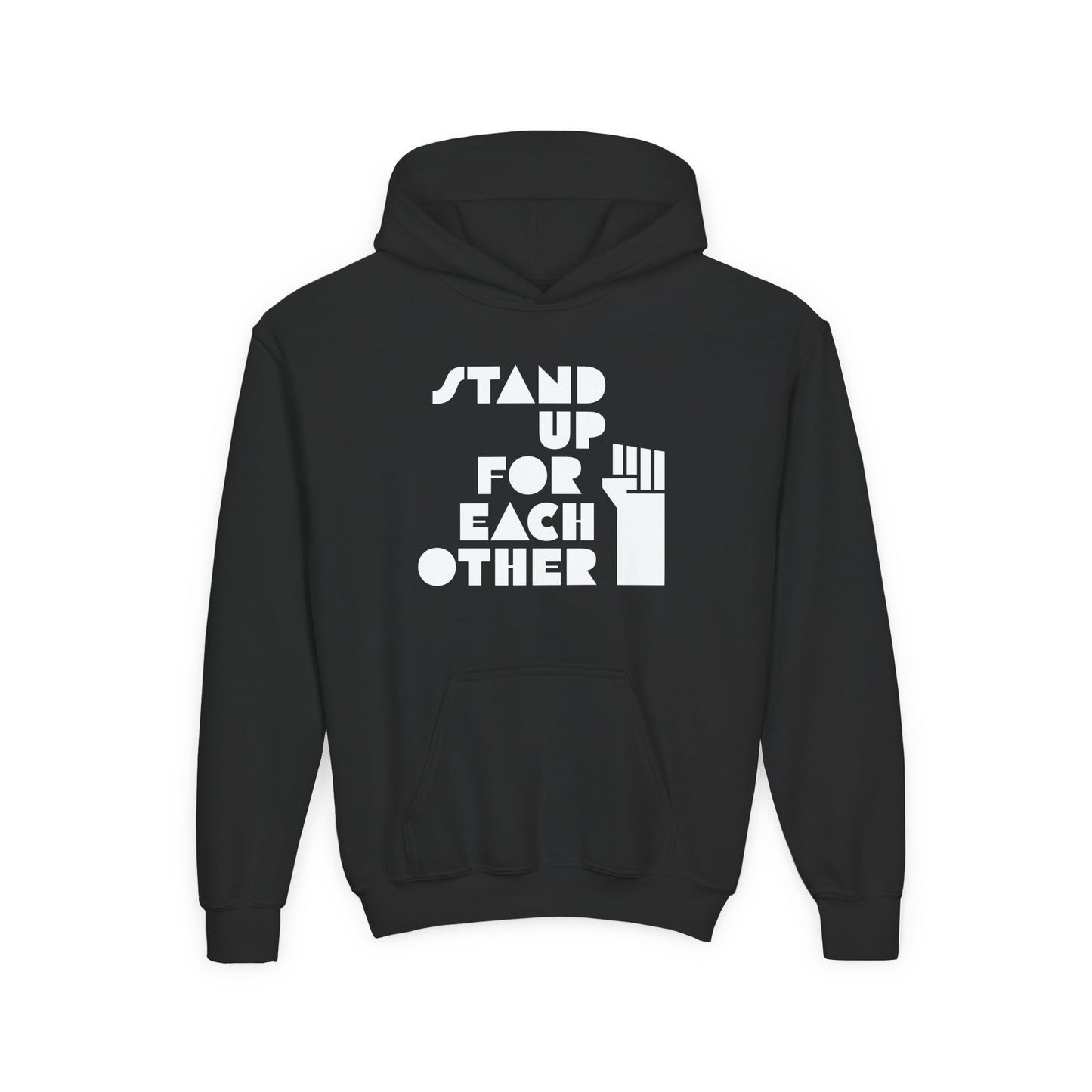 Stand Up For Each Other Social Justice Kids Black Heavy Blend Hooded Sweatshirt
