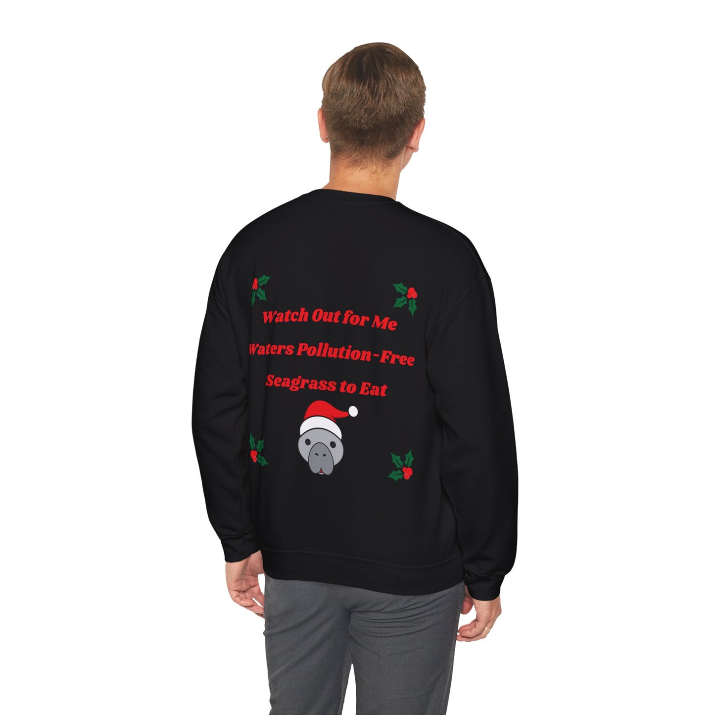Manatee Holiday Wishes Christmas Unisex Heavy Blend Crewneck Sweatshirt