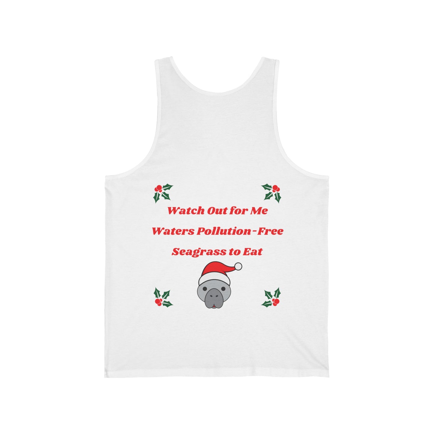 Manatee Holiday Wishes Christmas Unisex Jersey Graphic Tank Top