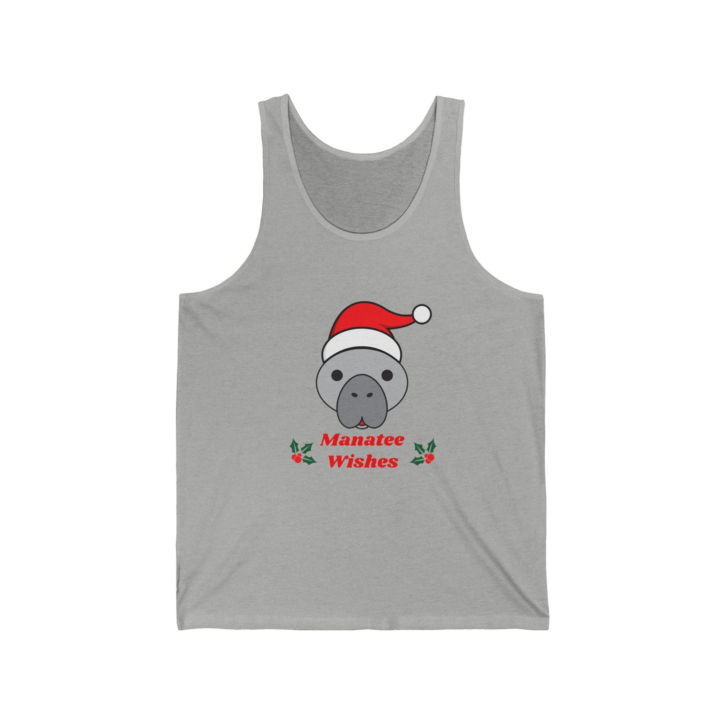 Manatee Holiday Wishes Christmas Unisex Jersey Graphic Tank Top