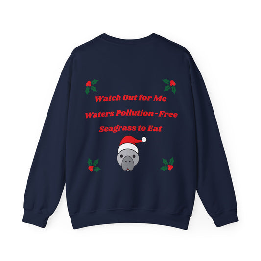 Manatee Holiday Wishes Christmas Unisex Heavy Blend Crewneck Sweatshirt