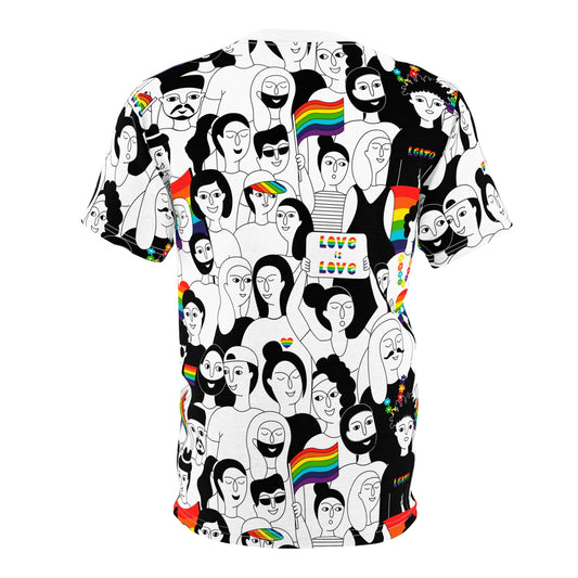 Love is Love Gay Pride Rainbow Flag All Over Print Unisex Graphic Tshirt