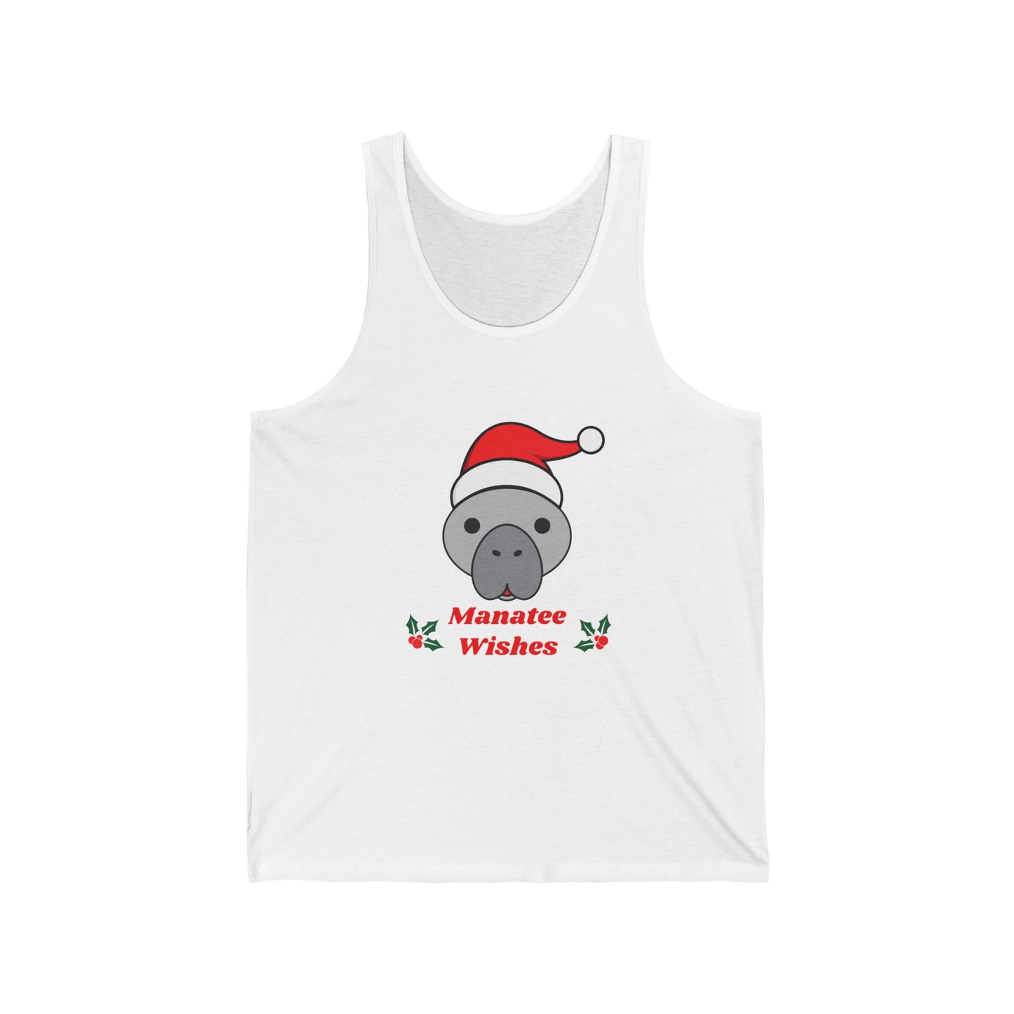 Manatee Holiday Wishes Christmas Unisex Jersey Graphic Tank Top