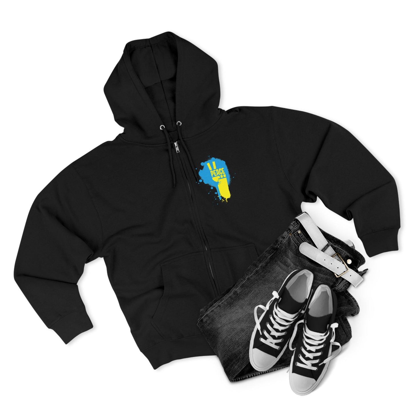 Peace for Ukraine Trendy Streetwear Design Unisex Zip Up Hoodie