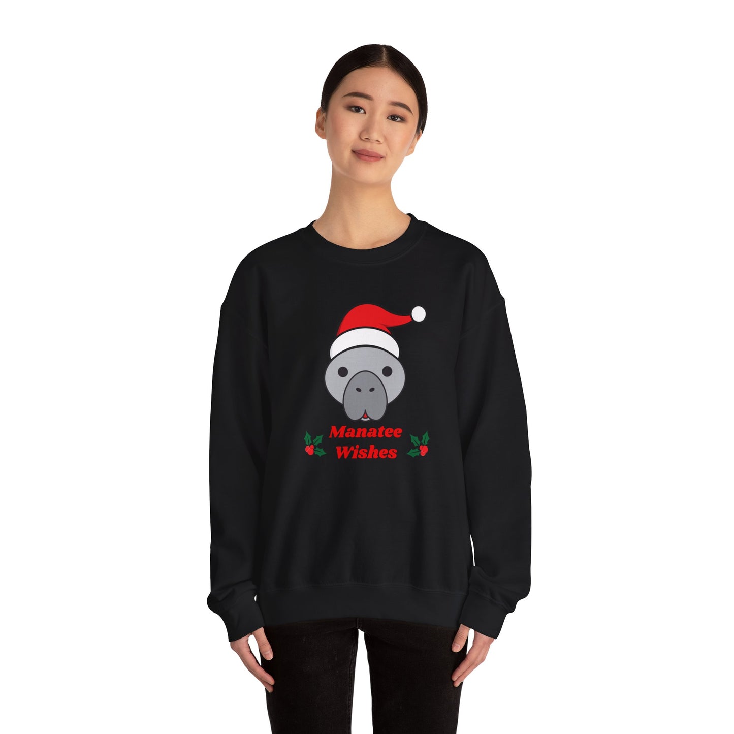 Manatee Holiday Wishes Christmas Unisex Heavy Blend Crewneck Sweatshirt