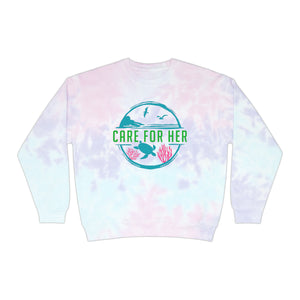 Open image in slideshow, Care for Her Save our Planet Save our Oceans Unisex Tie-Dye Sweatshirt

