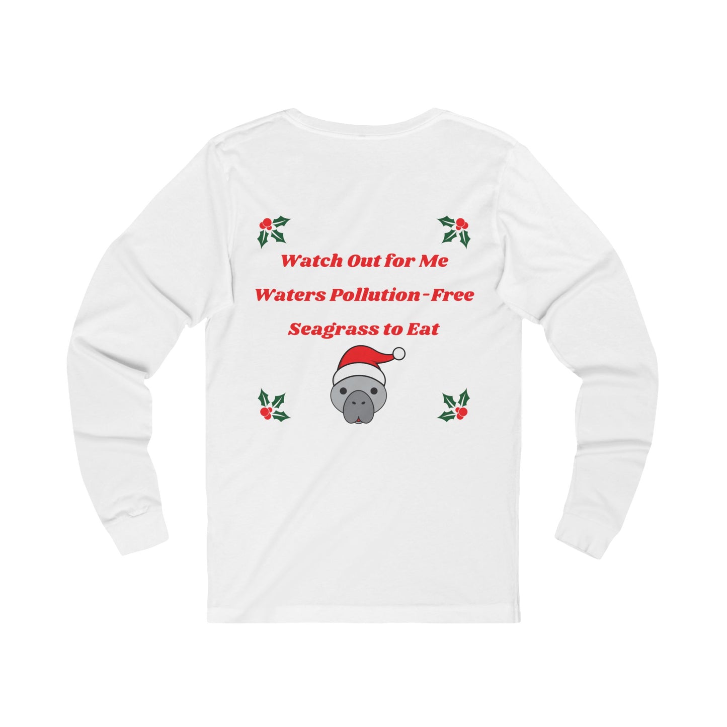 Manatee Holiday Wishes Christmas Unisex Jersey Long Sleeve Shirt