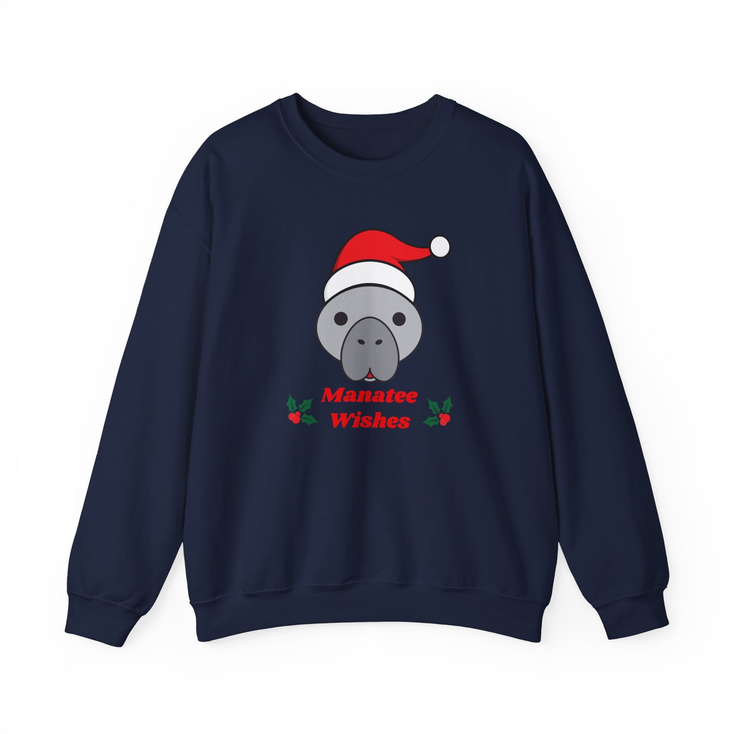 Manatee Holiday Wishes Christmas Unisex Heavy Blend Crewneck Sweatshirt