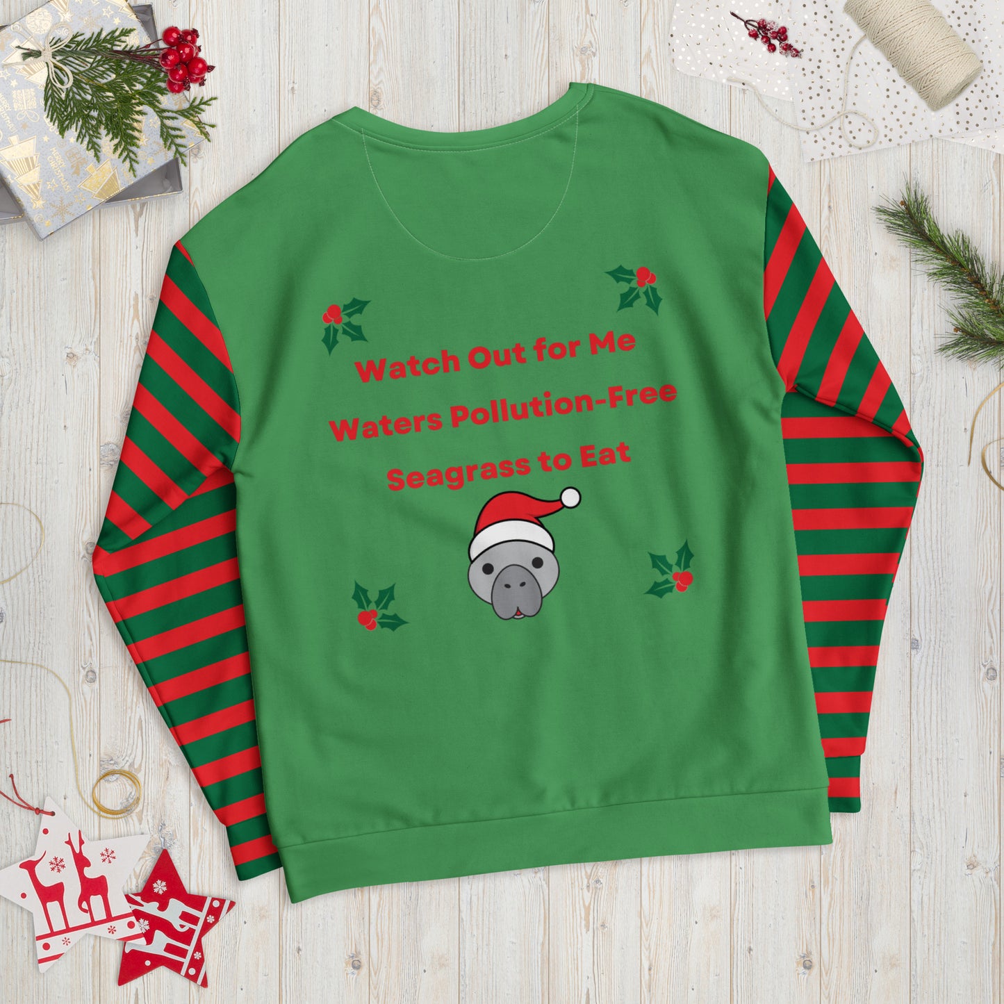 Christmas Manatee All Over Print Adult Unisex Sweatshirt