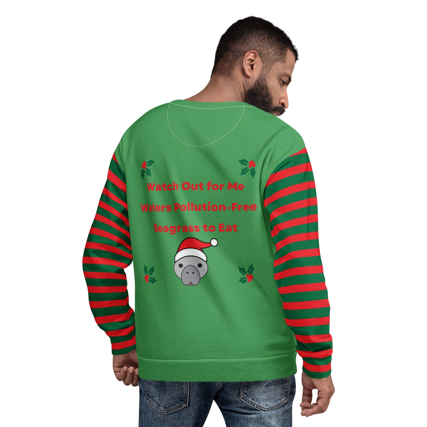 Christmas Manatee All Over Print Adult Unisex Sweatshirt