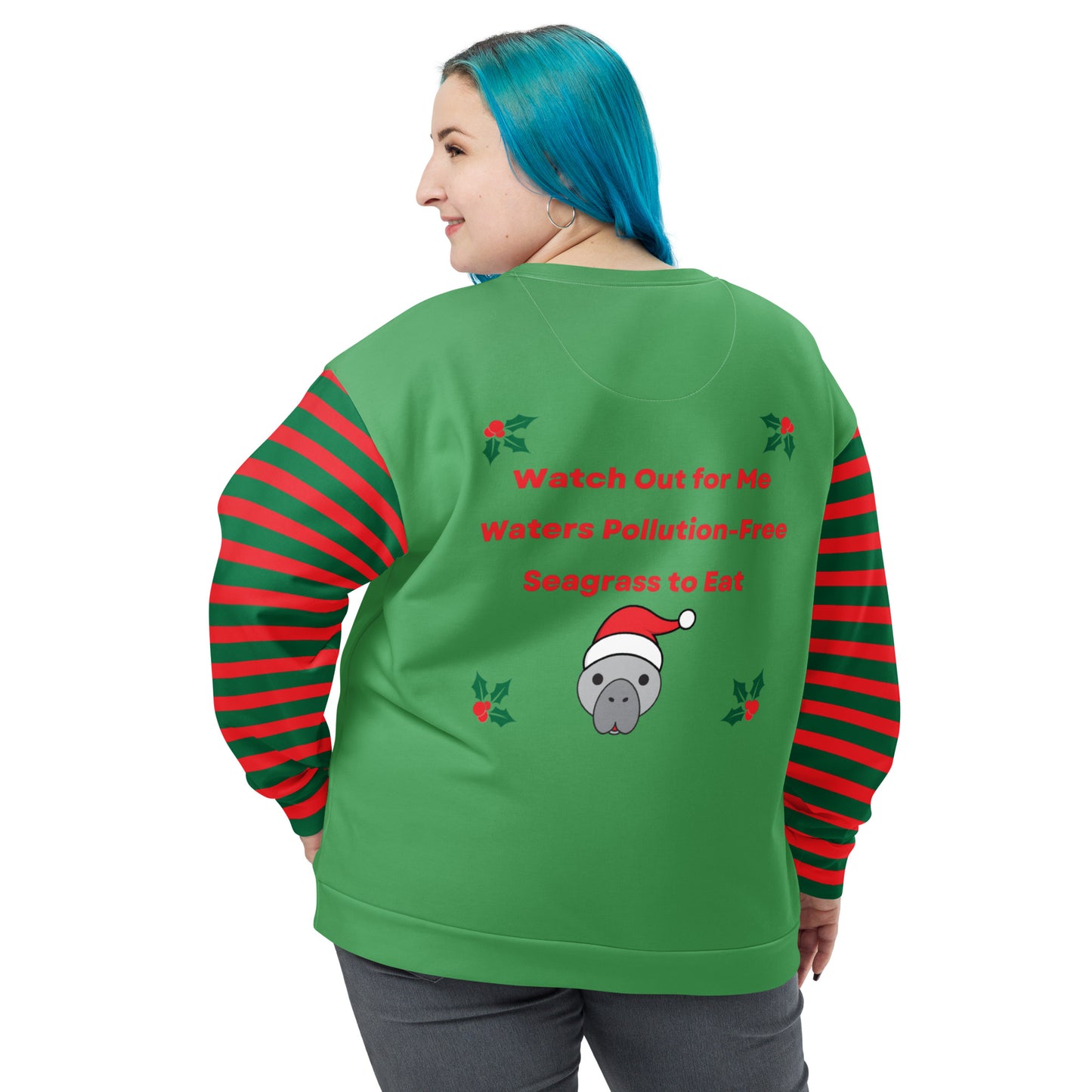 Christmas Manatee All Over Print Adult Unisex Sweatshirt