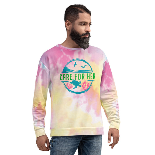 Care for Planet Earth Against Climate Change Tie Dye Adult Unisex Sweatshirt