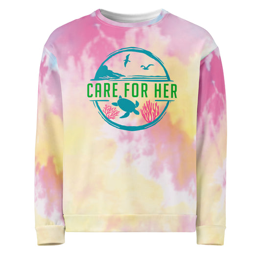 Care for Planet Earth Against Climate Change Tie Dye Adult Unisex Sweatshirt