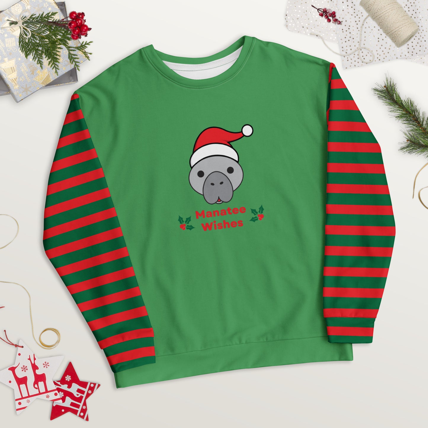 Christmas Manatee All Over Print Adult Unisex Sweatshirt