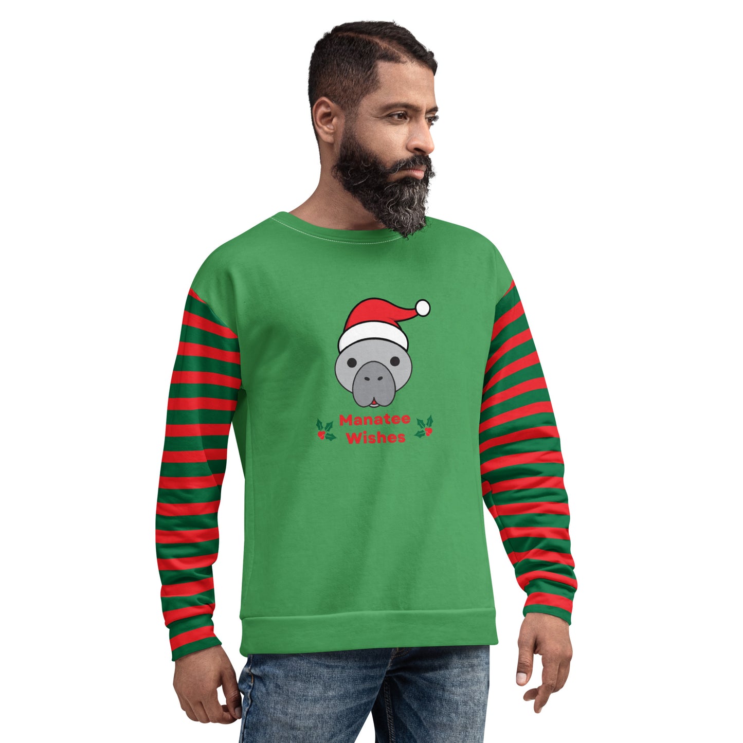 Christmas Manatee All Over Print Adult Unisex Sweatshirt