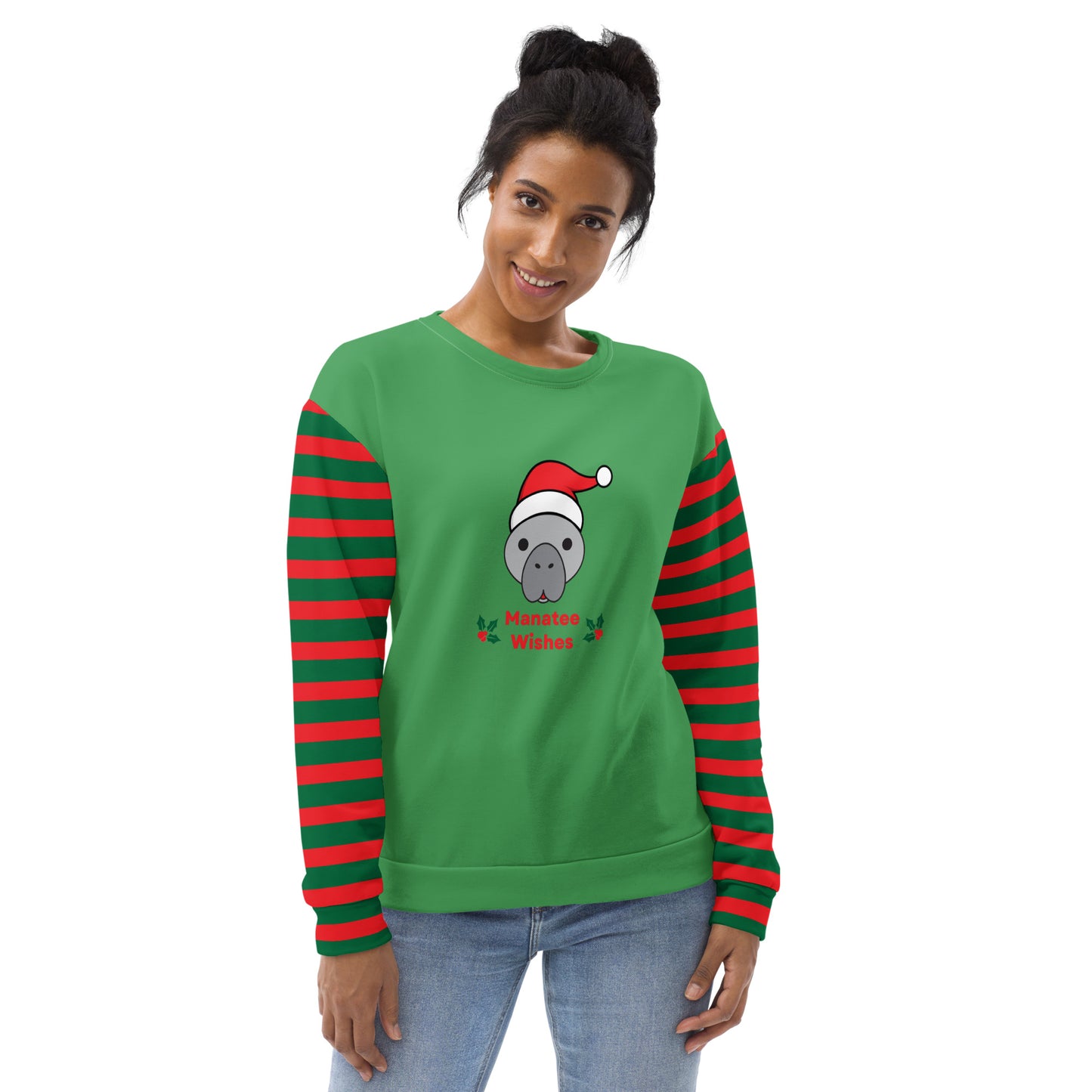 Christmas Manatee All Over Print Adult Unisex Sweatshirt