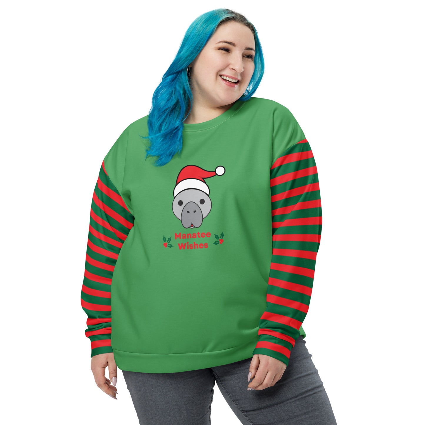 Christmas Manatee All Over Print Adult Unisex Sweatshirt