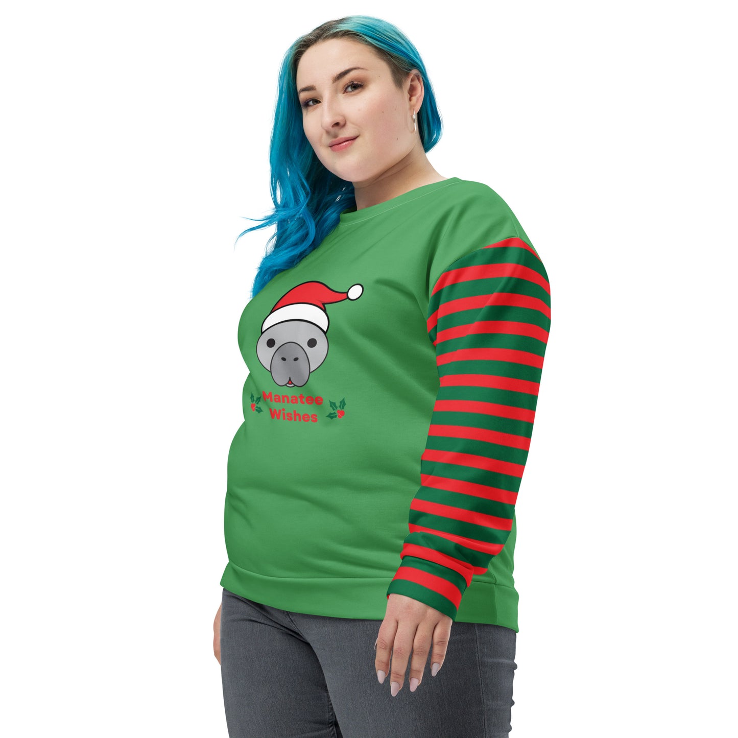 Christmas Manatee All Over Print Adult Unisex Sweatshirt