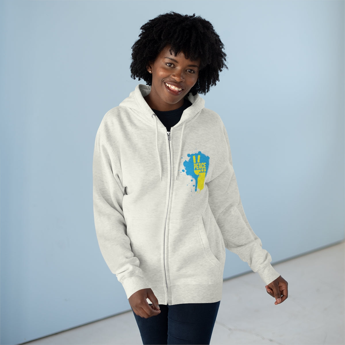 Peace for Ukraine Trendy Streetwear Design Unisex Zip Up Hoodie