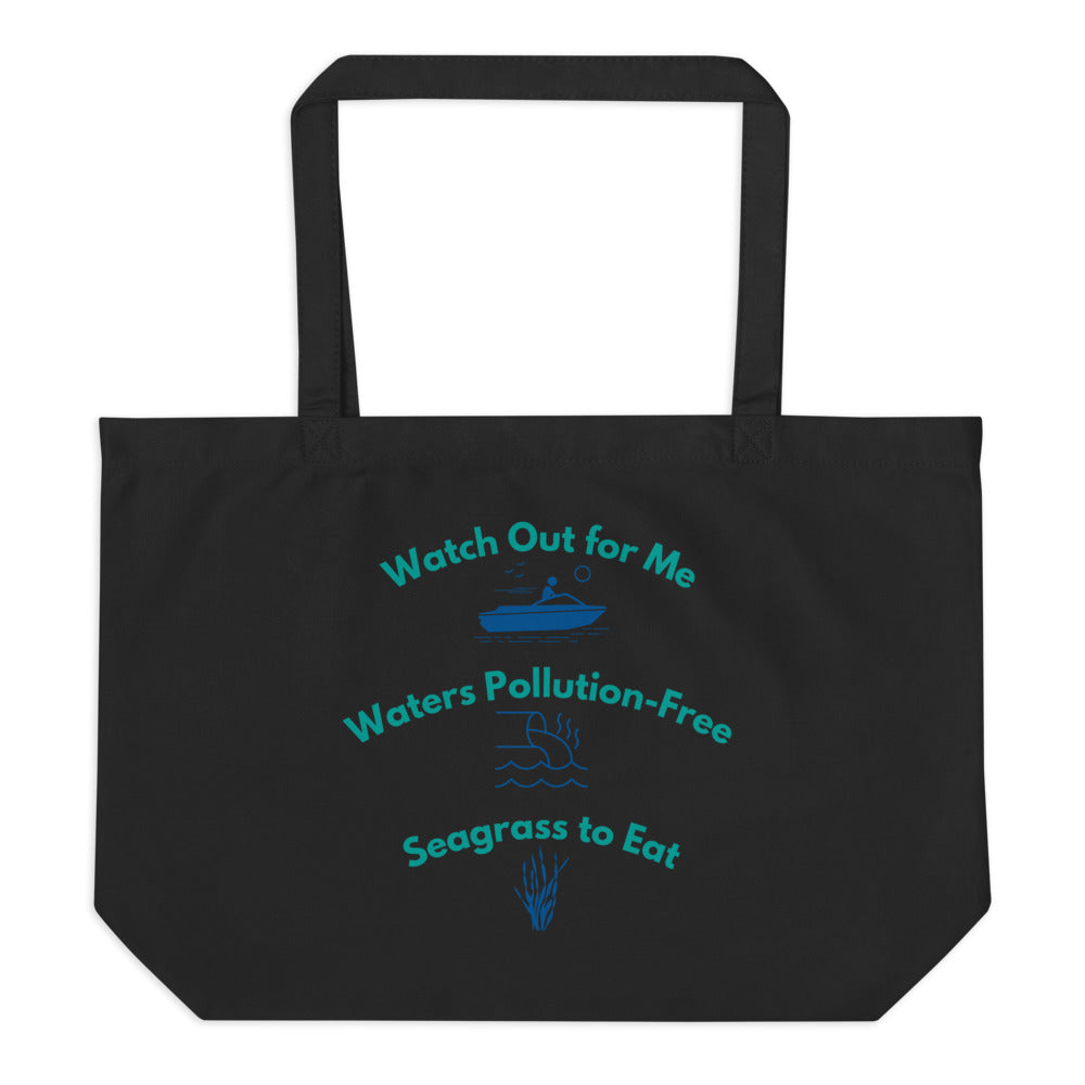 Protect the Manatees Large Organic Cotton Tote Bag